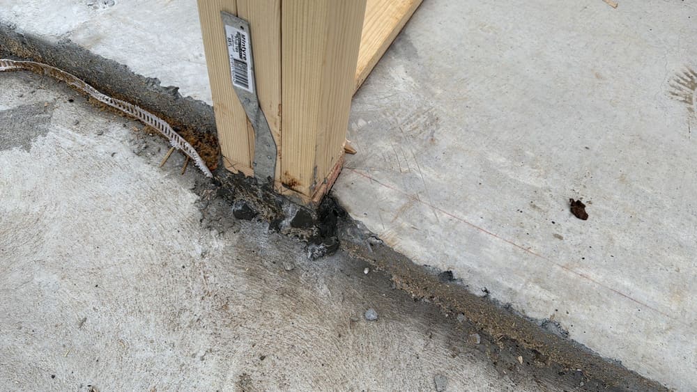 Patched slab sections noted, recorded during a slab pre-pour inspection in Aintree