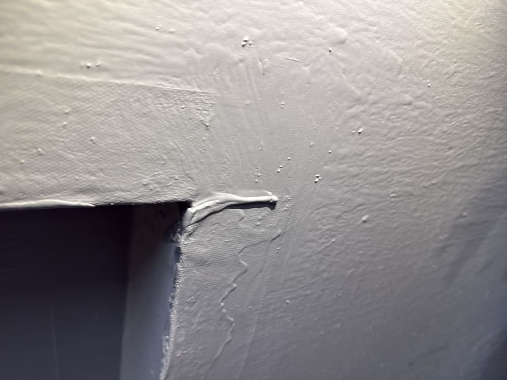 Waterproofing membrane drip marks / application concerns, recorded during a waterproofing inspection in Nar Nar Goon